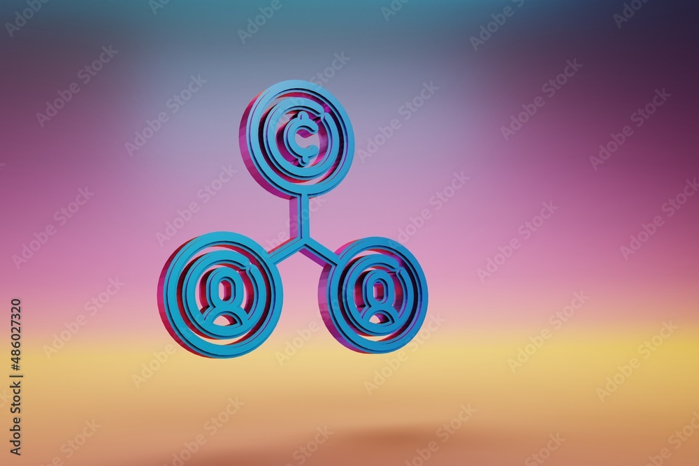 Fototapete cryptocurrency networking icon. beautiful blue cryptocurrency networking symbol icons on multicolor 