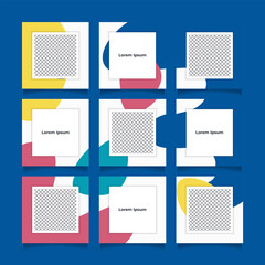 Creative social media puzzle feed with 9 templates