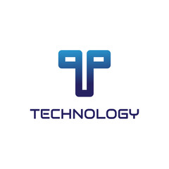 modern T technology vector logo design