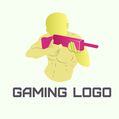 Gaming Logo , Hunting And Fishing, In Shield, Hunter  Shoots In Flying Duck, Man Shooting From A Gun Vector Design And Illustration Template. game concept