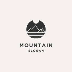 Mountain logo line art icon vector template