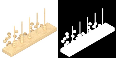 3D rendering illustration of a vertical abacus toy