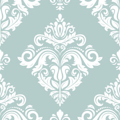 Classic light blue and white seamless vector pattern. Damask orient ornament. Classic vintage background. Orient pattern for fabric, wallpapers and packaging