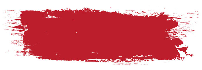 Red brush stroke isolated on white background. Trendy brush stroke vector for red ink paint, grunge backdrop, dirt banner, watercolor design and dirty texture. Brush stroke vector