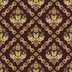 Orient vector classic pattern. Seamless abstract background with vintage elements. Brown and golden orient pattern. Ornament for wallpapers and packaging