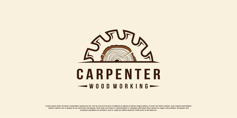Carpenter logo design with unique concept Premium Vector