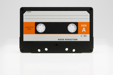Audio cassette tape. 80s and 90s Media. 3D Illustration