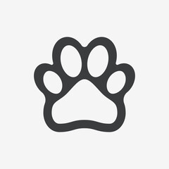 Paw Print Flat Black Vector Icon	