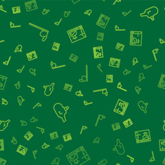 Set line Microphone, Retro cinema camera and Online play video on seamless pattern. Vector