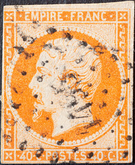 France - circa 1856: a postage stamp from France , showing a portrait of the first President of...
