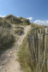 D&uuml;ne mit Zaun an einem Strand in der Normandie