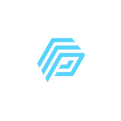 Fototapeta premium P Letter with Line Strip, Sporty and Industrial Logo Vector Design