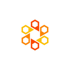 Honey in Hexagon shape Optic Camera Shutter Logo Vector Design