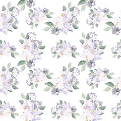 Violet  flowers seamless pattern, romantic garden ornament pattern with purple, peach, very peri flower decoration