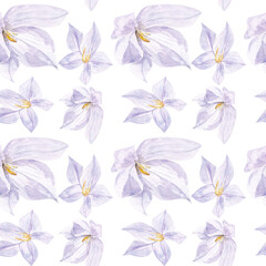Violet  flowers seamless pattern, romantic garden ornament pattern with purple, peach, very peri flower decoration
