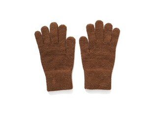 Brown knitted gloves