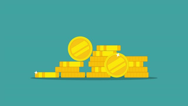golden coin concept animation.4K motion animation