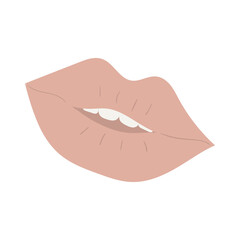 Vector doodle female lips with lipstick with a kiss.