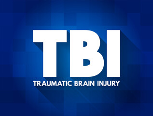 TBI Traumatic Brain Injury - intracranial injury to the brain caused by an external force, acronym text concept for presentations and reports