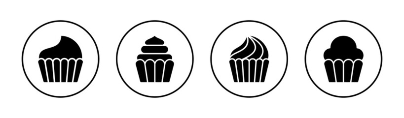 Cup cake icons set. Cup cake sign and symbol