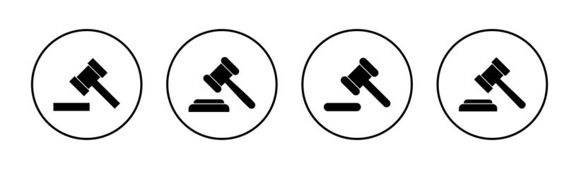 Gavel icons set. judge gavel sign and symbol. law icon. auction hammer