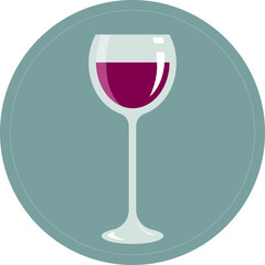 Vector illustration of a glass of red wine. Logo. Icon.