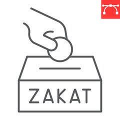 Zakat line icon, donate and charity, money donation vector icon, vector graphics, editable stroke outline sign, eps 10.