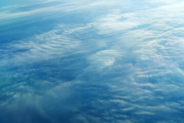 View of the clouds from the airplane window.