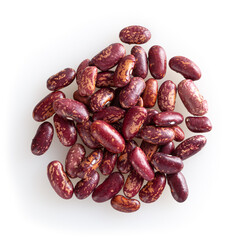 Heap of red pinto beans isolated on white background