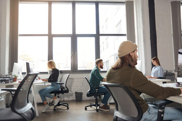 Group of business people working at office