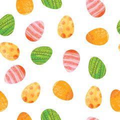 Easter Eggs watercolor vector seamless pattern. Easter vector illustration. Watercolor eggs pattern.