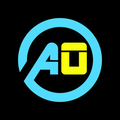  AO letter logo design on black background Initial Monogram Letter AO Logo Design Vector Template. Graphic Alphabet Symbol for Corporate Business Identity