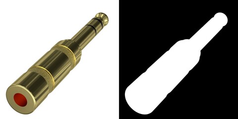 3D rendering illustration of a stereo jack plug