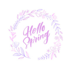 Hello Spring Lettering with floral decor