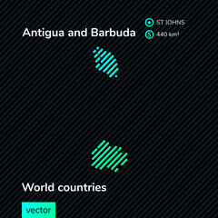 Vector flat map of Antigua and Barbuda in green colors on a black background