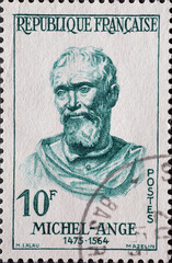 France - circa 1957: a postage stamp from France , showing the portrait of the painter and sculptor...