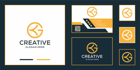 creative letter GK logo and business card design template
