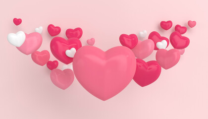Obraz na płótnie Canvas Happy Valentine's Day horizontal banner 3D hearts
