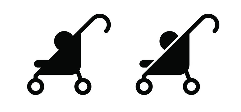 No baby stroller or buggy. Stop. walking for taking care of children. Cartoon vector Baby carriage icon or symbol. Do not use prams. No ban. pushchair not allowed