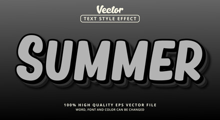 Obraz premium Editable text effect, Summer text with dark color style and layered style