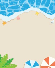 Obraz premium シンプルな手描きのビーチの背景イラスト