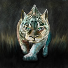 leopard, hand-painted digital color illustration 