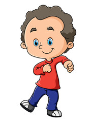 The cute boy is ready for school with the bright sweater