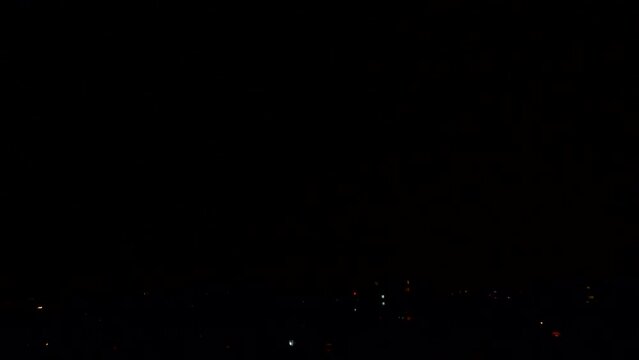 Thunderbolt, Lighting in City, Rain, Precipitations, Rainfall in Town Storm in Night, Raining Downtown, Bad Weather Conditions
