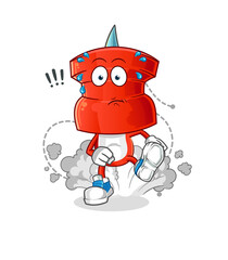 push pin head cartoon running illustration. character vector