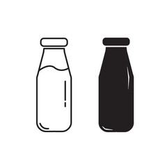 Set of milk bottle icon outline isolated on white background. Vector illustration.