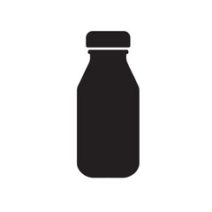 Milk bottle icon on white background. Flat design. Milk bottle solid black shape. Vector illustration.