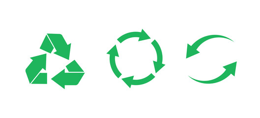 Set of recycle icon. Reuse logo green color. Recycle symbol.Vector illustration.