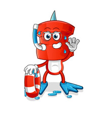 push pin head cartoon swimmer with buoy mascot. cartoon vector