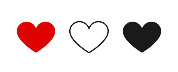 Heart shapes flat design icons.